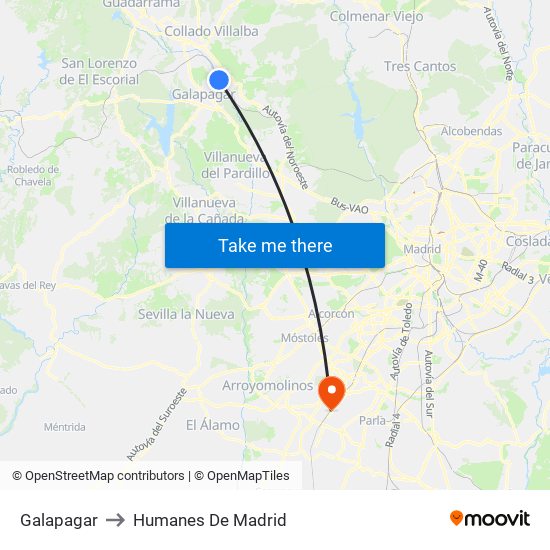 Galapagar to Humanes De Madrid map