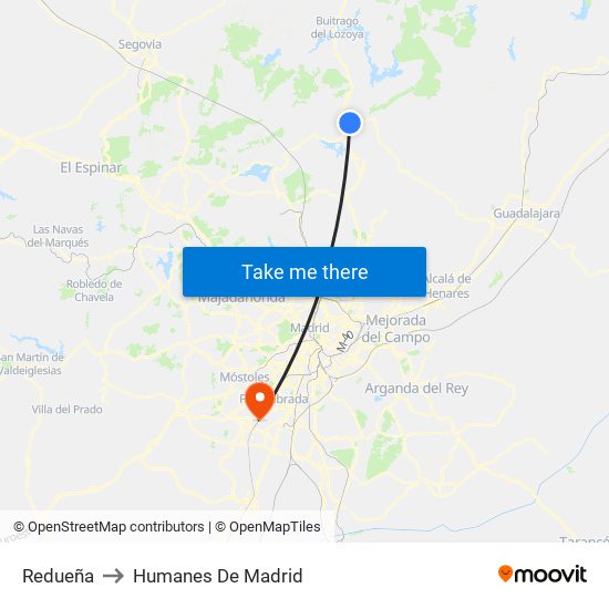 Redueña to Humanes De Madrid map