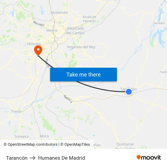 Tarancón to Humanes De Madrid map