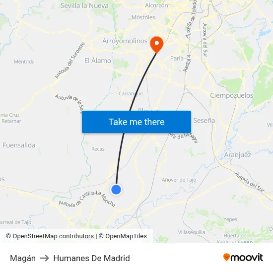 Magán to Humanes De Madrid map