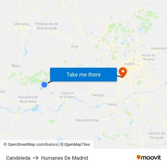 Candeleda to Humanes De Madrid map