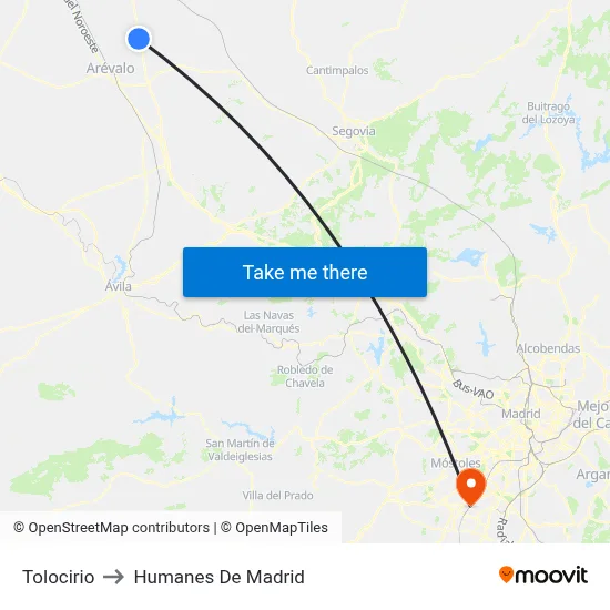 Tolocirio to Humanes De Madrid map