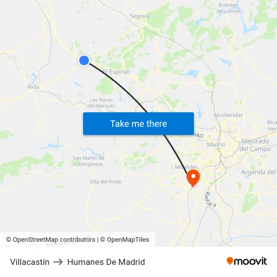 Villacastín to Humanes De Madrid map
