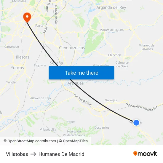 Villatobas to Humanes De Madrid map