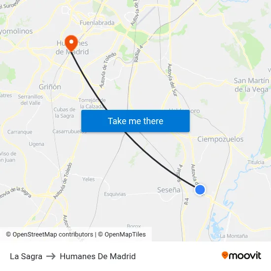 La Sagra to Humanes De Madrid map