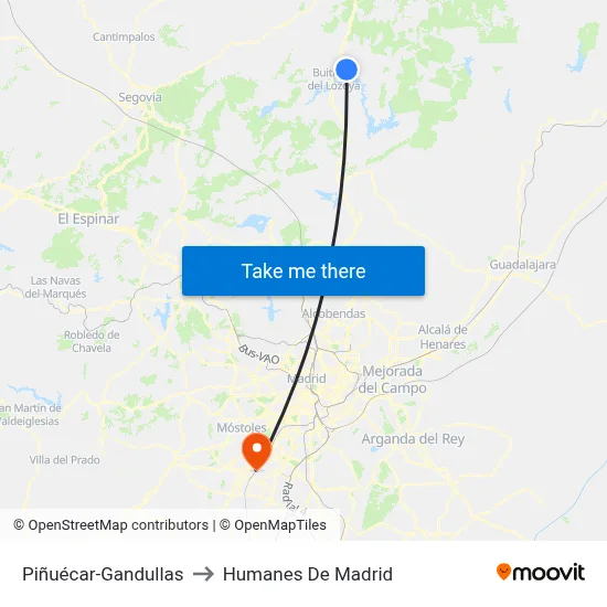 Piñuécar-Gandullas to Humanes De Madrid map