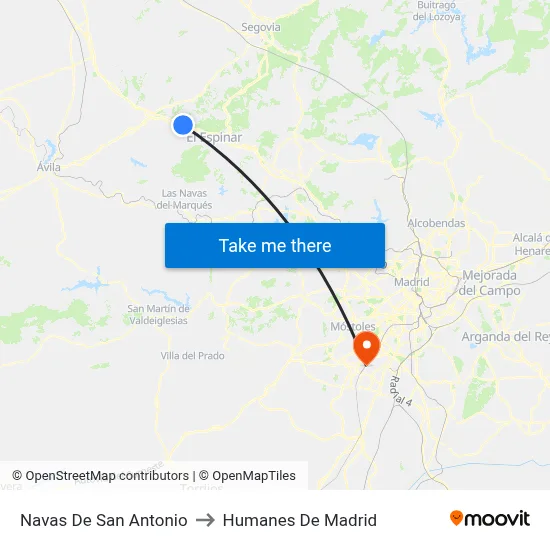 Navas De San Antonio to Humanes De Madrid map