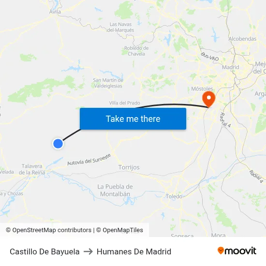 Castillo De Bayuela to Humanes De Madrid map