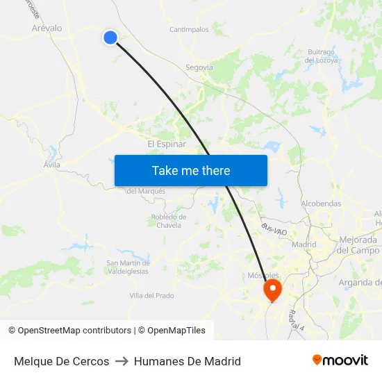 Melque De Cercos to Humanes De Madrid map