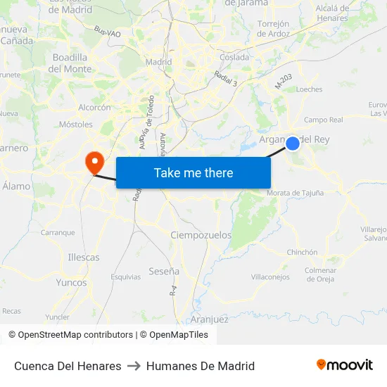 Cuenca Del Henares to Humanes De Madrid map