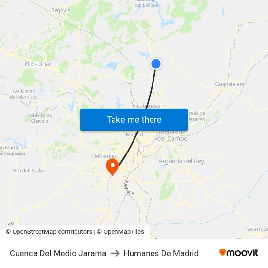 Cuenca Del Medio Jarama to Humanes De Madrid map