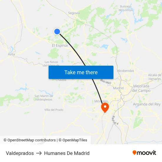 Valdeprados to Humanes De Madrid map
