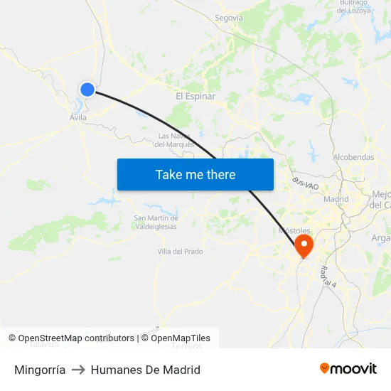 Mingorría to Humanes De Madrid map