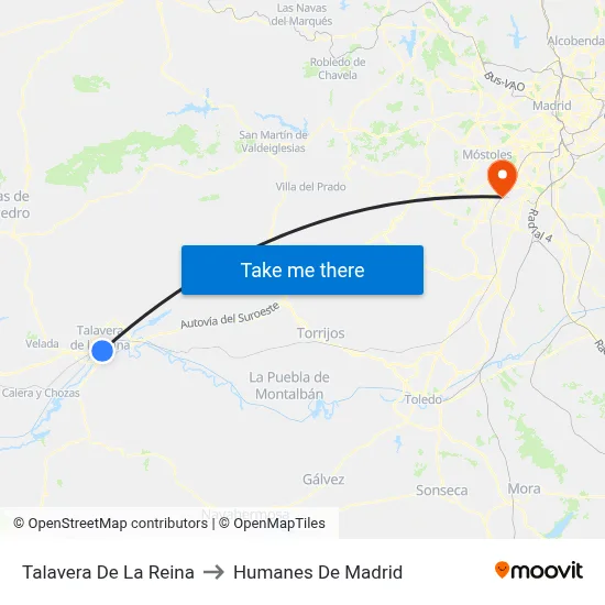Talavera De La Reina to Humanes De Madrid map