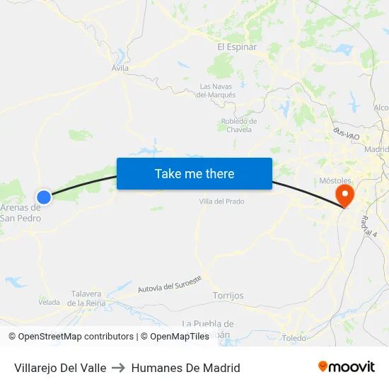 Villarejo Del Valle to Humanes De Madrid map