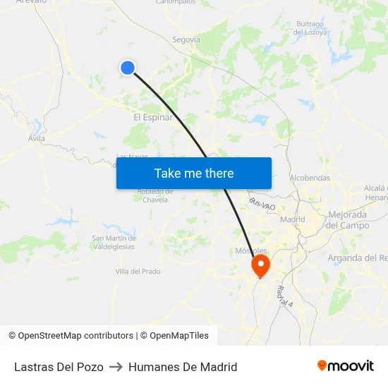 Lastras Del Pozo to Humanes De Madrid map