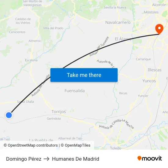 Domingo Pérez to Humanes De Madrid map