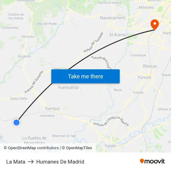 La Mata to Humanes De Madrid map