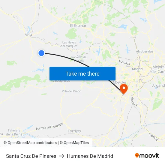 Santa Cruz De Pinares to Humanes De Madrid map