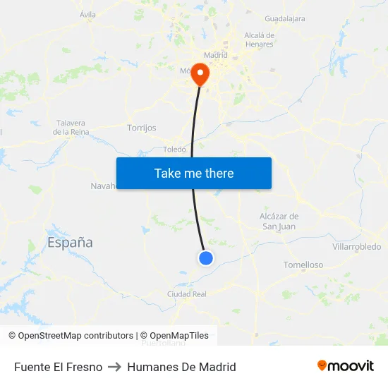 Fuente El Fresno to Humanes De Madrid map