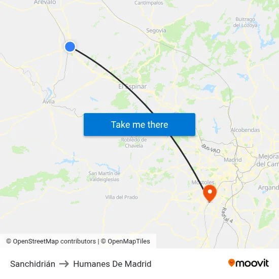 Sanchidrián to Humanes De Madrid map