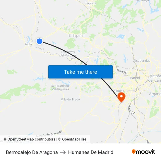 Berrocalejo De Aragona to Humanes De Madrid map