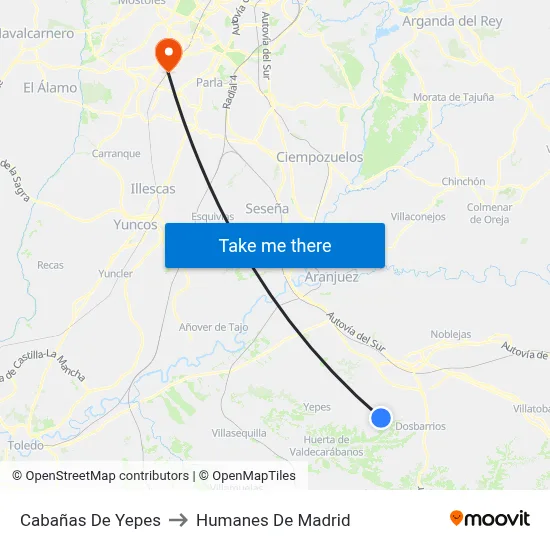 Cabañas De Yepes to Humanes De Madrid map