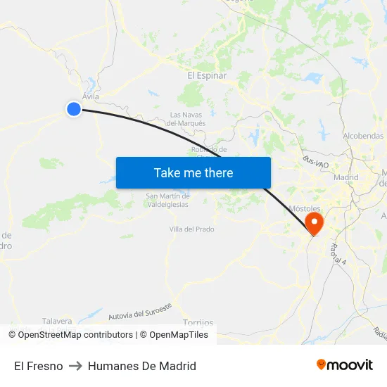 El Fresno to Humanes De Madrid map