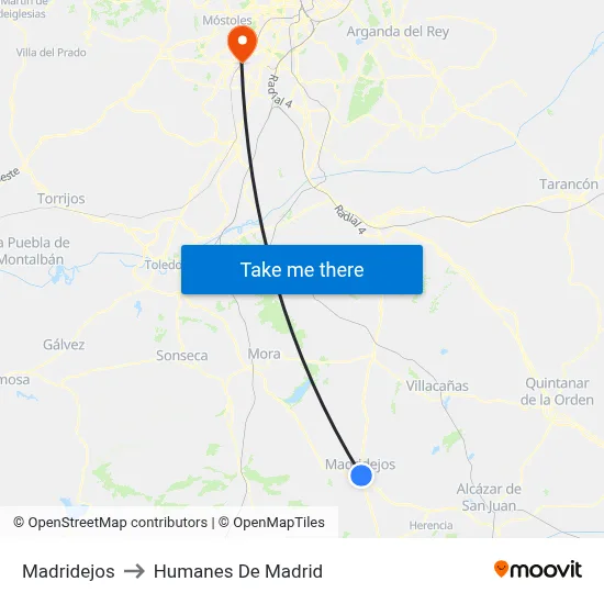 Madridejos to Humanes De Madrid map