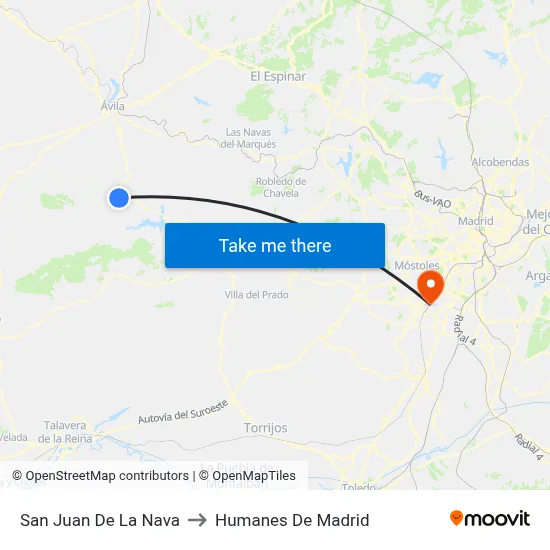 San Juan De La Nava to Humanes De Madrid map