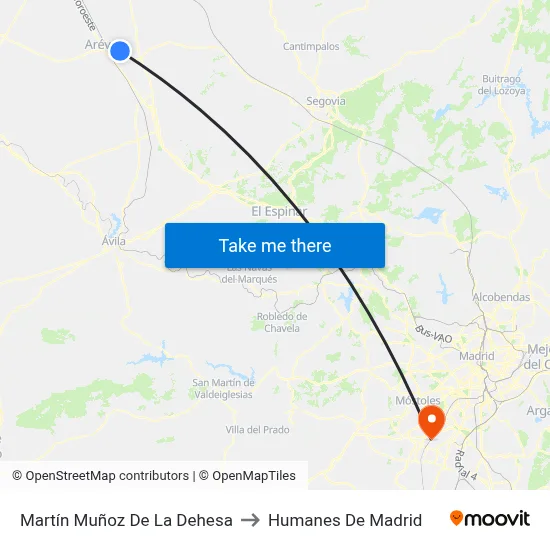 Martín Muñoz De La Dehesa to Humanes De Madrid map