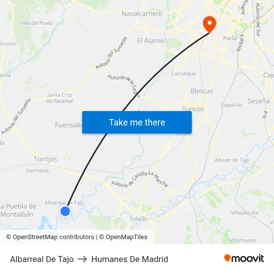 Albarreal De Tajo to Humanes De Madrid map