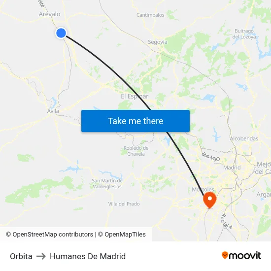 Orbita to Humanes De Madrid map