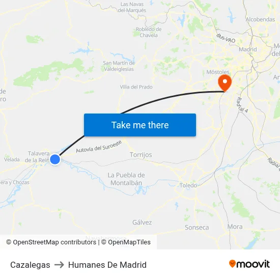 Cazalegas to Humanes De Madrid map
