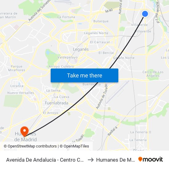 Avenida De Andalucía - Centro Comercial to Humanes De Madrid map