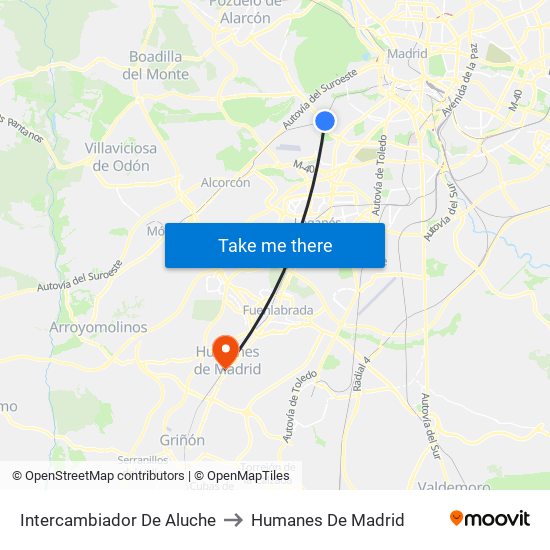Intercambiador De Aluche to Humanes De Madrid map