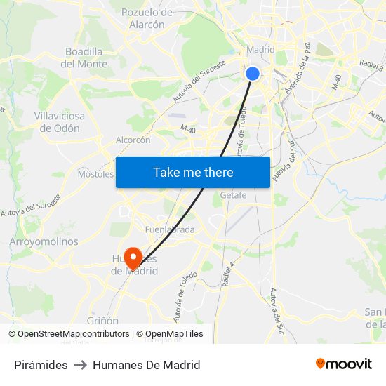 Pirámides to Humanes De Madrid map