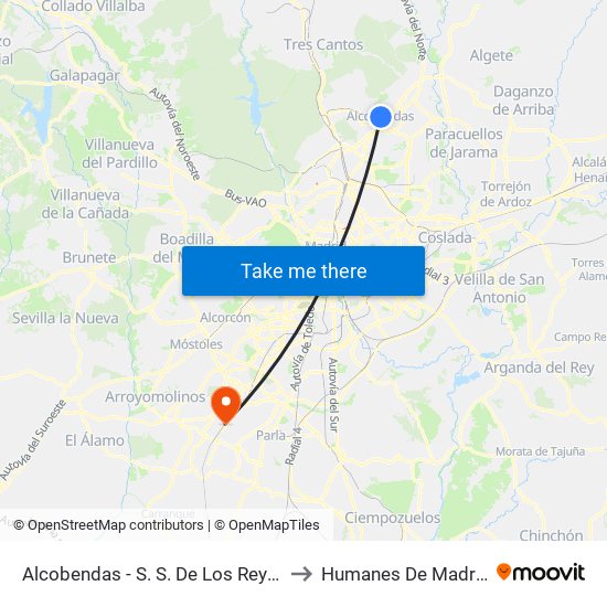 Alcobendas - S. S. De Los Reyes to Humanes De Madrid map