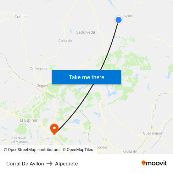Corral De Ayllón to Alpedrete map