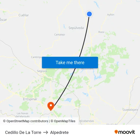 Cedillo De La Torre to Alpedrete map