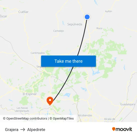 Grajera to Alpedrete map