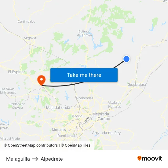 Malaguilla to Alpedrete map