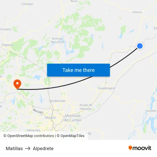 Matillas to Alpedrete map