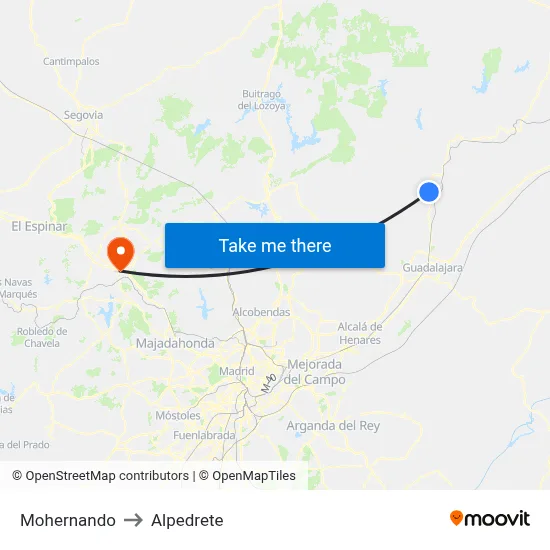 Mohernando to Alpedrete map
