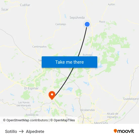 Sotillo to Alpedrete map