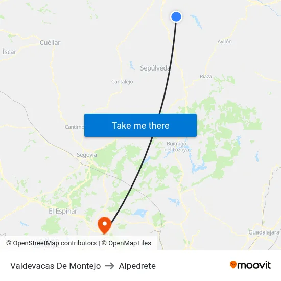 Valdevacas De Montejo to Alpedrete map