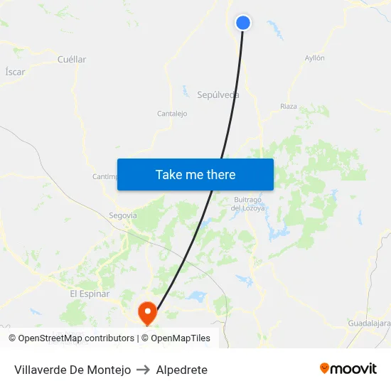 Villaverde De Montejo to Alpedrete map