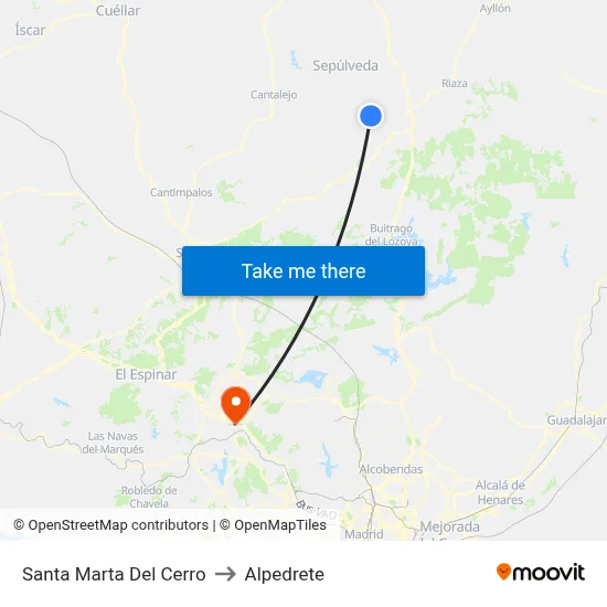 Santa Marta Del Cerro to Alpedrete map