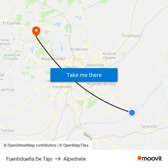 Fuentidueña De Tajo to Alpedrete map