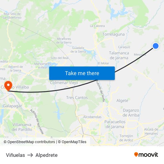 Viñuelas to Alpedrete map